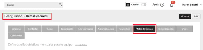 Metas del equipo