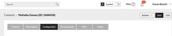 User configuration