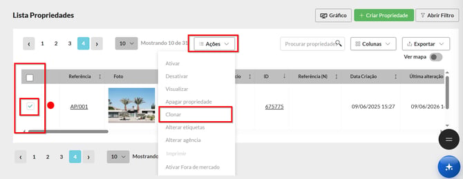 clonar propriedades