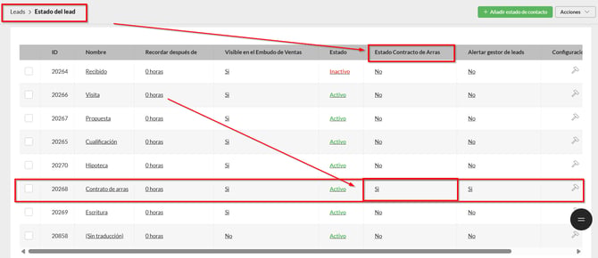 configurar status de lead