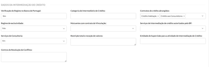 dados da intermediacao de credito