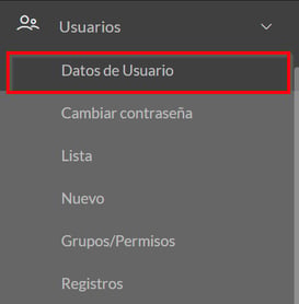 datos de usuario