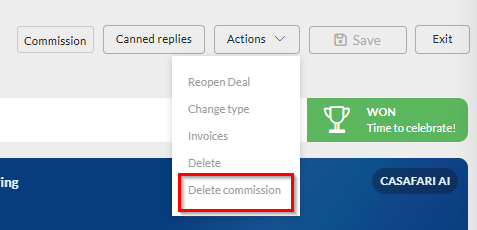 delete comission