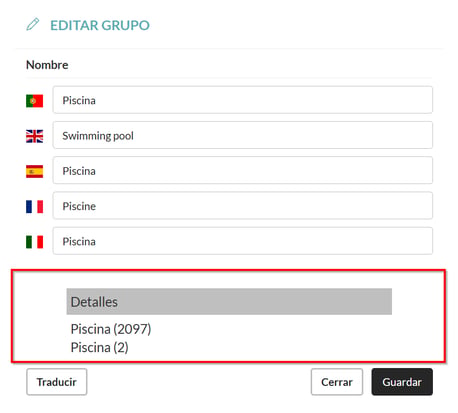 detalles de grupo