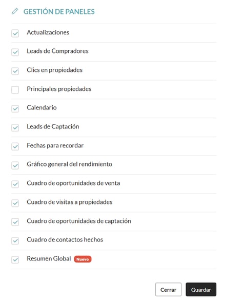 gestion de paneles