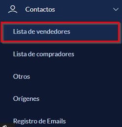lista de vendedores en