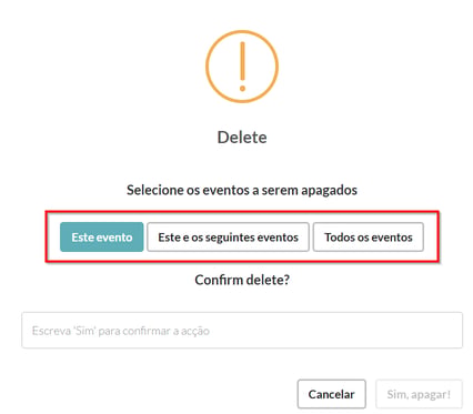 selecionar eventos