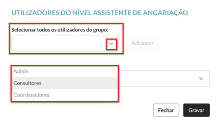 utilizadores dos niveis